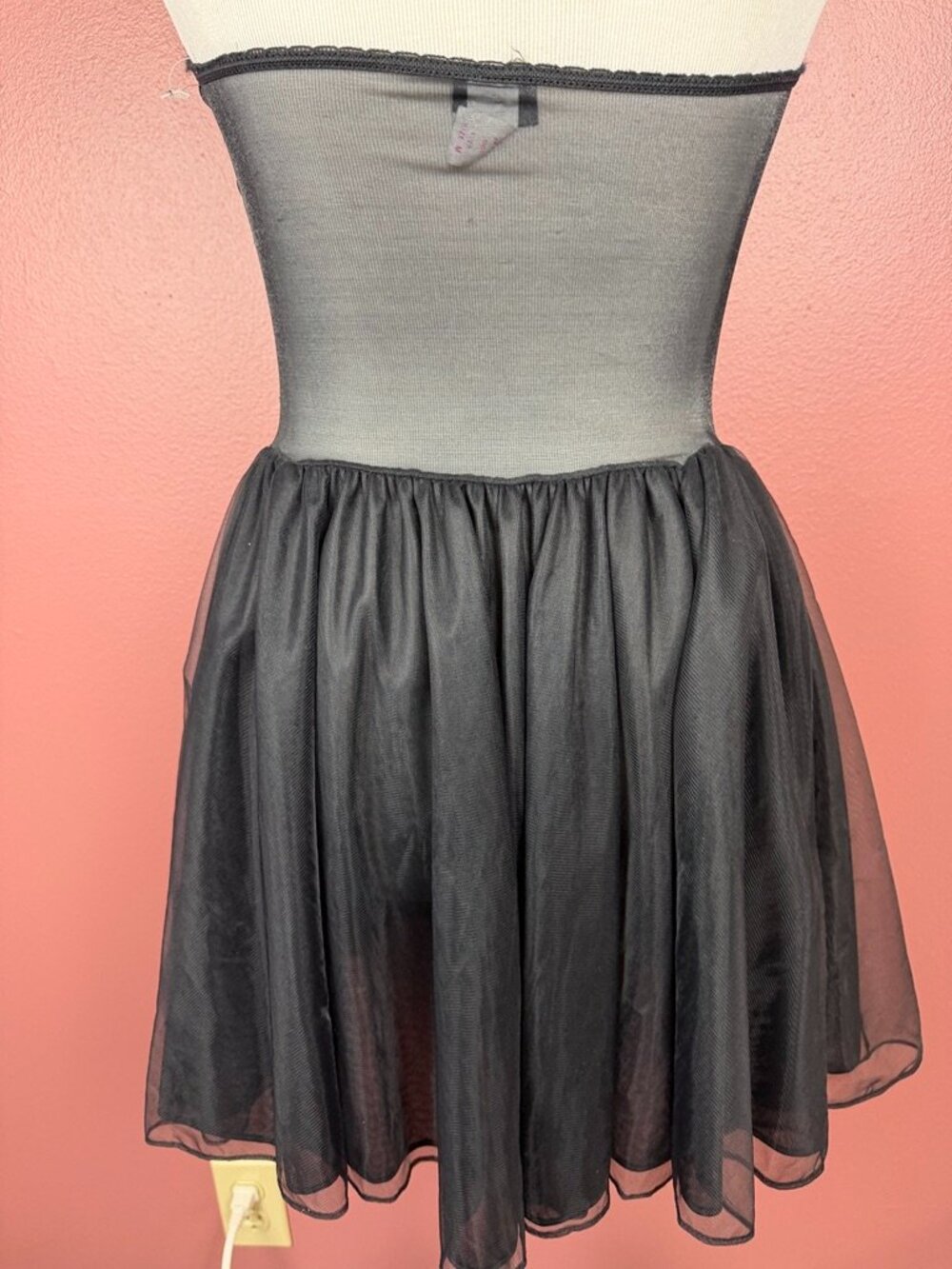 Vintage Frederick's of Hollywood Halter Mini Dress with Deep V-Neck Mesh Back - Picture 7 of 9